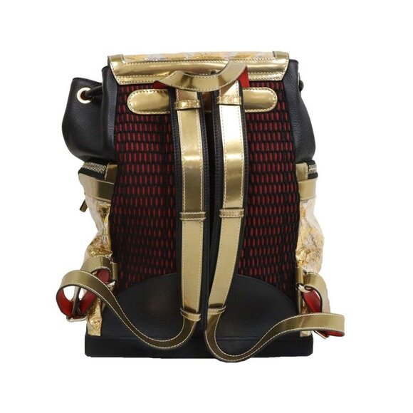 Christian Louboutin Explorafunk Backpack Calfskin PVC Gold Black Rubans - Picture 2 of 4